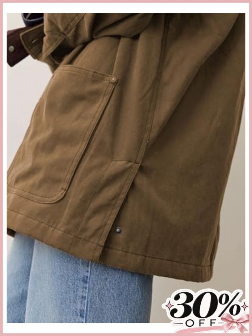 Oversized Utility Barn Jacket Corduroy Collar Cotton Casual Coat - Picture 2 of 6